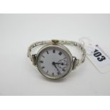 A Vintage Hallmarked Silver Cased Wristwatch, (import marks for London 1929, the (29mm) white enamel