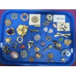 A Mixed Lot of Assorted Costume Brooches, including pair of dress clips, imitation cameo, etc :- One