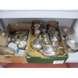 WITHDRAWN - Hallmarked Silver an Other Cruet Items, assorted plated tea wares, toast rack, sauce bo