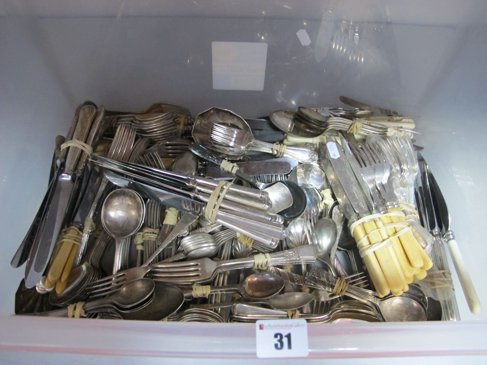 A Large Mixed Lot of Assorted Plated Cutlery, including coffee spoons, dessert sets, knives,