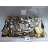 A Large Mixed Lot of Assorted Plated Cutlery, including coffee spoons, dessert sets, knives,