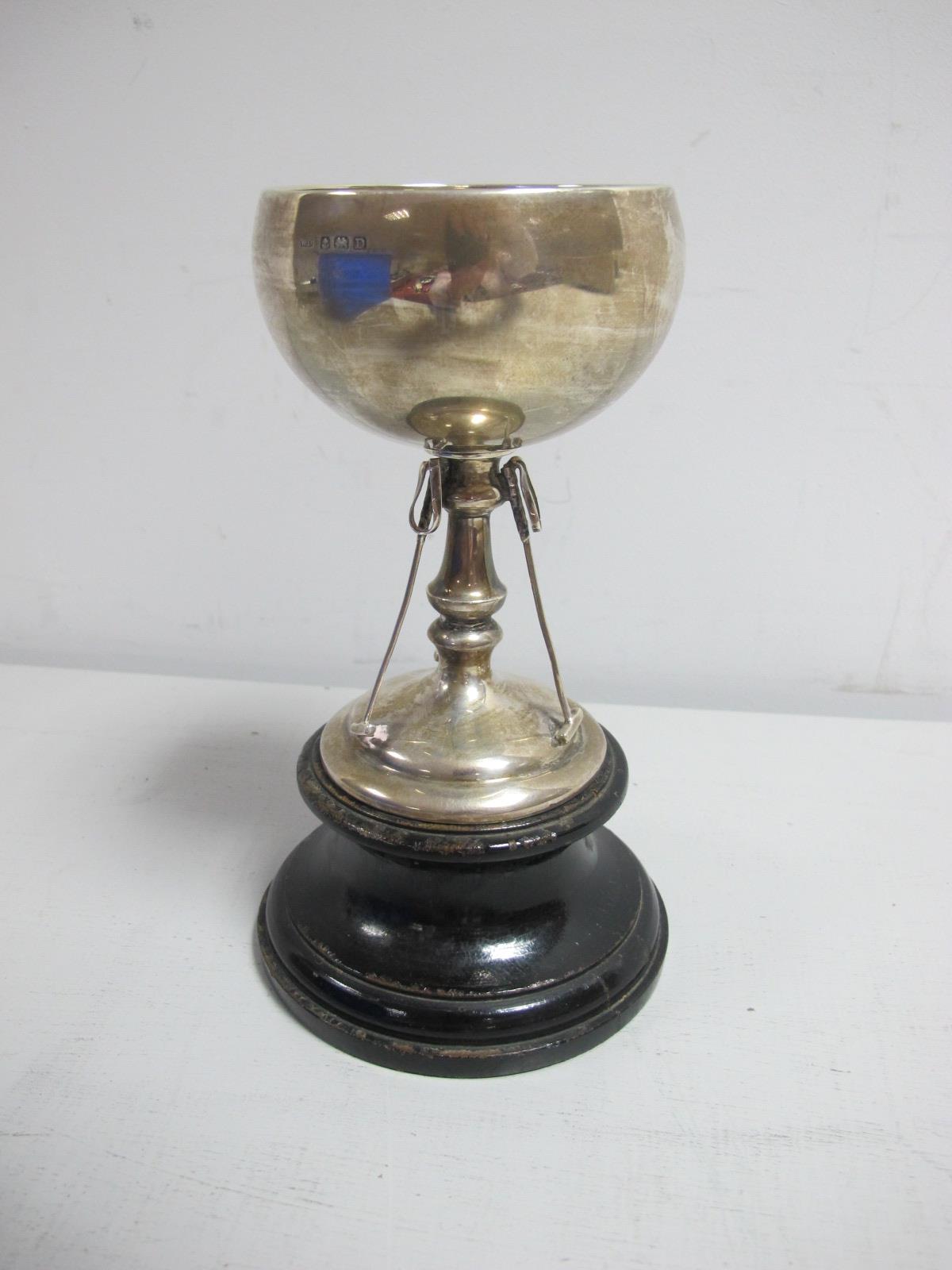 A Hallmarked Silver Polo Trophy Cup, WD, Birmingham 1928, (uninscribed) of goblet form with