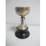 A Hallmarked Silver Polo Trophy Cup, WD, Birmingham 1928, (uninscribed) of goblet form with