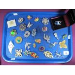 Assorted Costume Brooches, including birds, butterflies etc :- One Tray