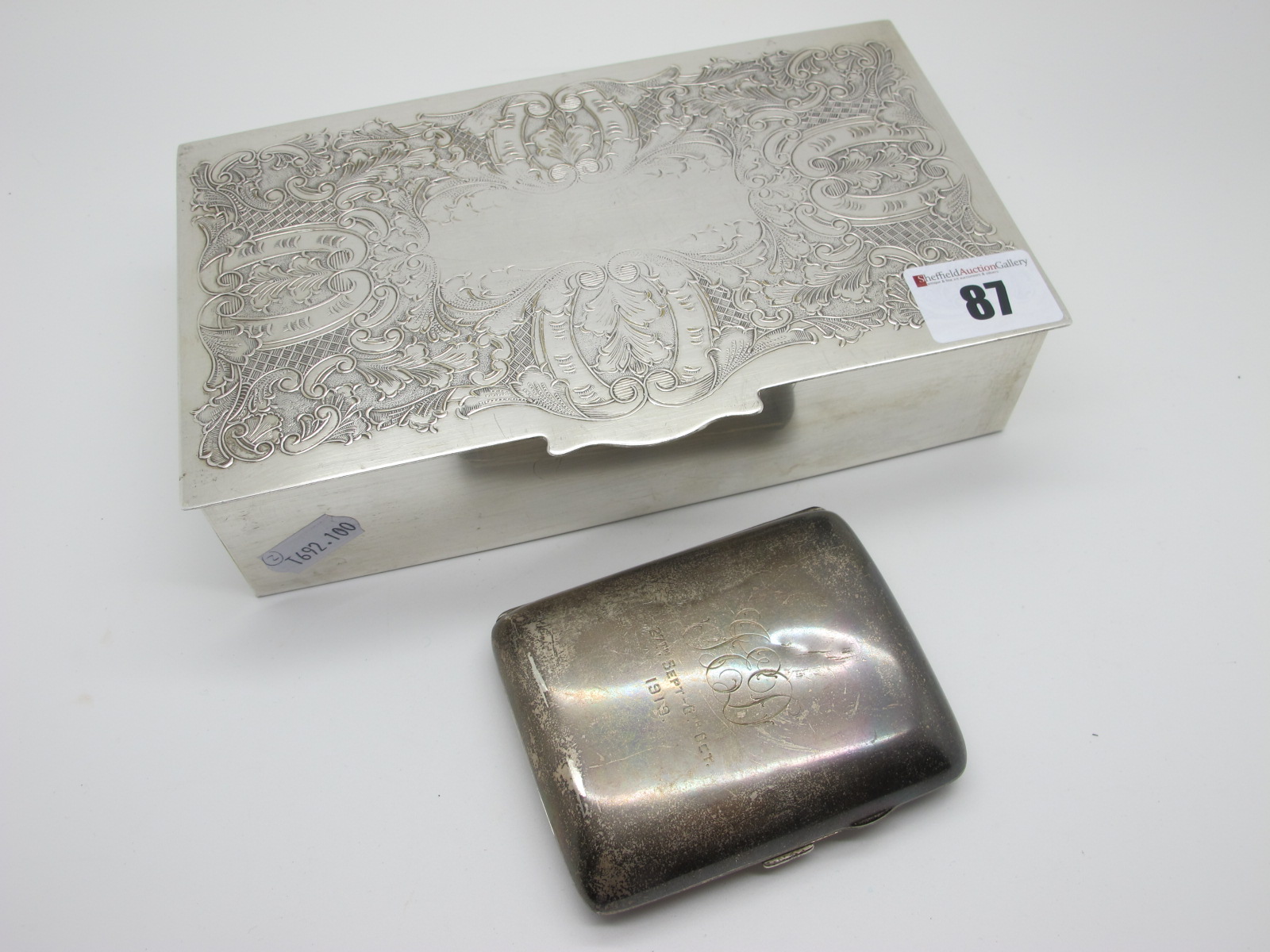 A Hallmarked Silver Cigarette Case, Elkigton & Co, Birmingham 1918, of curved rounded rectangular