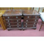 Pair of Small Late XX Century Mahogany Chests of Two Small and Three Long Drawers. 42cm wide.