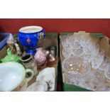 Sadler Green Crinoline Lady Teapot '824571', 'Grosvenor' chamber pot, rose bowl, carnival glass