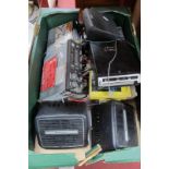 Sharp Car Radio Cassette Deck, Audioline radio cassette deck, Amerex car speakers:- One Box