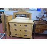 Early XX Century Pine Continental Dressing Chest, having oval metal handles to three drawers,