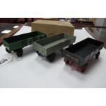Dinky Supertoys Trade Box Trailers (3), in black (repainted), green and grey, No 551, in original