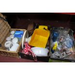 Picnic Hamper, glassware, Kitchencraft cake stand. JCB Truck model. Polavision land camera, etc.