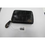 Mulberry; A Black Croc Print Small Zip Around Wallet, (lacking part of lock), boxed.