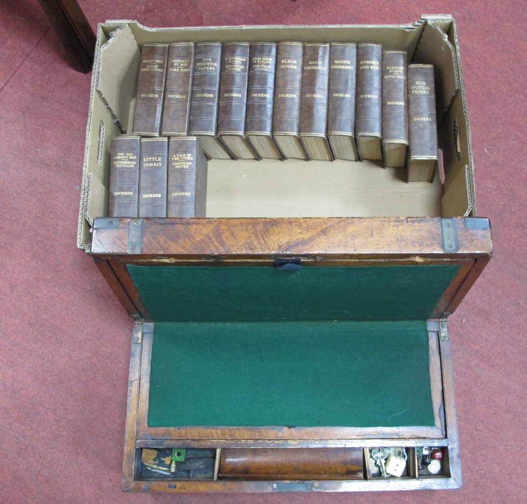 XIX Century Bound Mahogany Writing Box, Dickens Works, by Odhams Press.