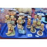 Hummel Monk Jugs x 4, eight traditional figurines.