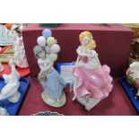 Lladro Balloon Lady Figurine 5141, 25.5cm high, Franklin Mint Cinderella. (2)