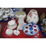 Spode 'Floral Haven' Vase, Worcester 'Friendship' figurine, Italian Spode egg cruet (base chip),