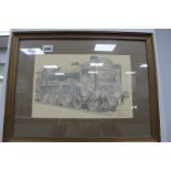 P.Barker, Steam Train 45537, pencil drawing, 18.5 x 29cm, signed and dated '87.