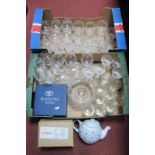 Cath Kidston Teapot, Bohemia and other glass bowl, drinking glasses:- Two Boxes