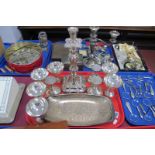 Nine Hotel Plate Sundaes, including Dixons, Alpaca candlestick, tray:- One Tray