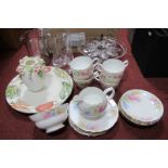 Floral China Tea Service, of twenty pieces, drinking glasses, etc:- Two Boxes