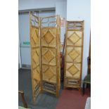A Pair of Three Panelled Cane Framed Screens, 183cm high.