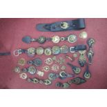 Horse Brasses and Leathers, including 1887 Jubilee, enamelled bulls eye, crown:- One Box