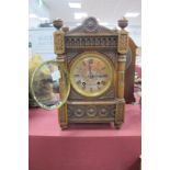 Early XX Century Oak Cased Mantel Clock, eight day movement, stamped Lenzkirch to back plate, 35cm