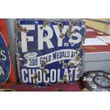 Advertising Vintage Enamel Sign 'Fry's Chocolate', with '300 Gold Medals & Co' to scroll,