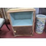 A French Bedside Cupboard, with marble top and ceramic melon handle to single door, 49.5cm wide.