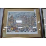 George Cunningham, 'Pinstone Street' (Sheffield), Ltd Edition Colour Print, of five hundred, 32 x