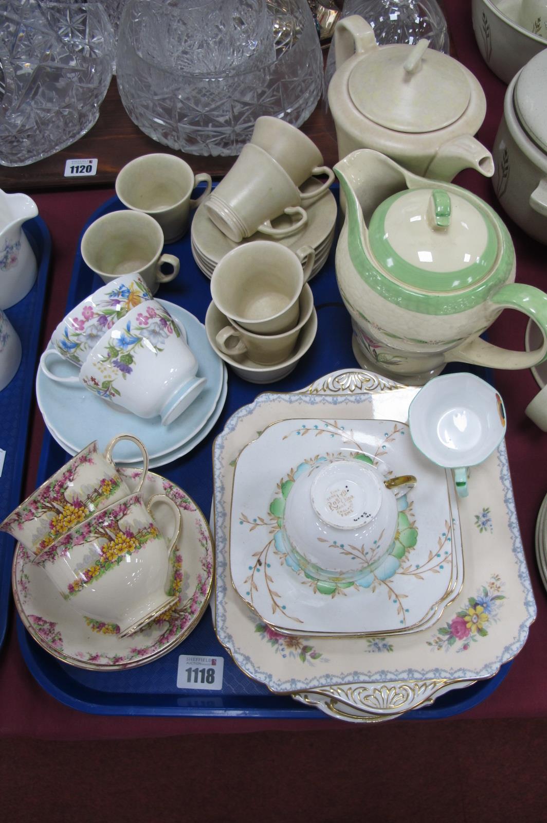 Crown Devon 1930's Coffee Set, of fourteen pieces, Shelley, Roslyn and other ceramics:- One Tray