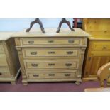 Late XIX Century Pin Continental Chest of Four Drawers, having period brass handles, reeded sides
