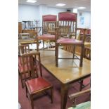 Early XX Century Oak Dining Room Suite in the Arts & Crafts Manner, comprising extending table