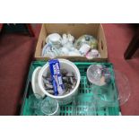 Cutlery, bread crock, ice bucket, cheese dish, Wedgwood Home Aztec Tableware, etc:- Two Boxes