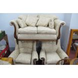 Medallion Gold Shell Design Upholstered Regency Style Three Piece Suite.
