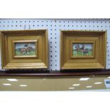 G. Duff Polo Match Scenes, pair of watercolours, 5 x 8cm, signed, details verso.