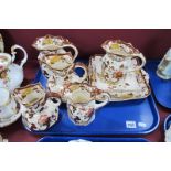 Mason's Brown Velvet' - five jugs, bread plate and square dish:- One Tray