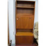G Plan 1970's Teak Lounge Unit, having shelves over fall front mirrored compartment and twin