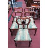 Five Matching XIX Century Mahogany Balloon Back Dining Chairs, each with carving to horizontal