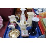 Denby Candlestick, Crown Derby 1128 Dish, 10.5cm diameter, Wedgwood John Peel Jug, etc:- One Tray