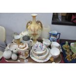 Mason's Brown Velvet Hexagonal Jar and Cover, Maling Ringston's teapot, Poole posy bowl, Crown Devon