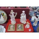 Coalport 'The Flower Seller' 2605/9500, Wedgwood 'The Dancing Hours 2808/7500, Doulton 'Sit' HN3123,