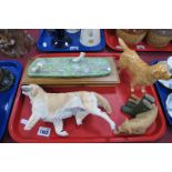 Beswick Golden Labrador, Albany Retriever (damaged), North Light Dog:- One Tray