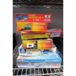 SIx 1:72nd Scale Plastic Model Military Aircraft Kits, by Revell, Heller, Humbrol, Italeri and