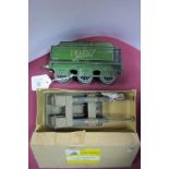 An 'O' Gauge Basset-Lowke Tender, green, No. 1927, fair and a boxed, set of Basset-Lowke Hydraulic