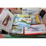 Twelve 1:72nd Scale Plastic Model Military Aircraft, by Revell, Matchbox, ICM, Encore and other, all