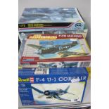 Nine 1:72nd Scale Plastic Model Military Aircraft Kits, by Academy Monogram, Special Hobby, MPM,