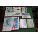 Nine 1:72nd Scale Plastic Model Military Aircraft Kits, by Airfix, Texaco, Hales, All Prop Aircraft,