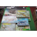 Seven Airfix 1:72nd Scale Plastic Model Military Aircraft Kits, including Handley Page, Savoia -