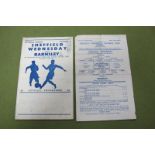 Sheffield Wednesday 1947-8 Programmes, v. Barnsley 6th September - League and 8th May - County